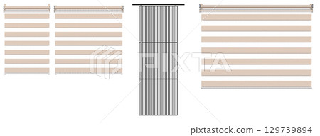 curtain isolated on a transparent background, interior decorations, 3D illustration, cg render 129739894