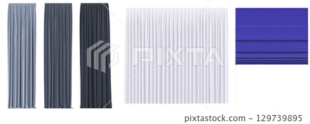 curtain isolated on a transparent background, interior decorations, 3D illustration, cg render 129739895