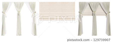 curtain isolated on a transparent background, interior decorations, 3D illustration, cg render curtain isolated on a transparent background, interior decorations, 3D illustration, cg render 129739907