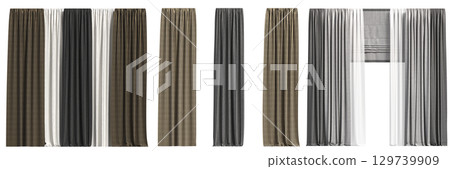curtain isolated on a transparent background, interior decorations, 3D illustration, cg render 129739909