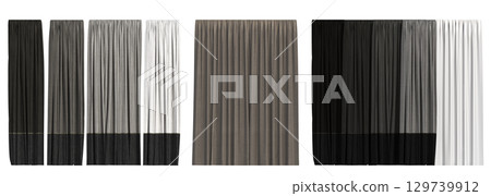 curtain isolated on a transparent background, interior decorations, 3D illustration, cg render 129739912