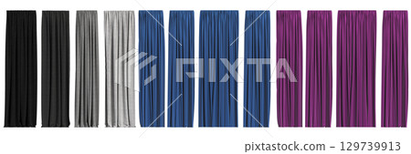 curtain isolated on a transparent background, interior decorations, 3D illustration, cg render curtain isolated on a transparent background, interior decorations, 3D illustration, cg render 129739913