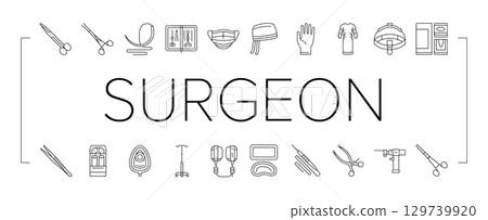 surgeon accessories scalpel icons set vector surgeon accessories scalpel icons set vector 129739920