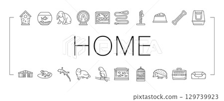 multi species home icons set vector 129739923