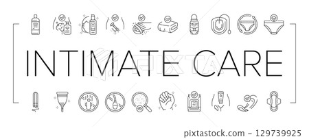 female intimate care hygiene icons set vector female intimate care hygiene icons set vector 129739925