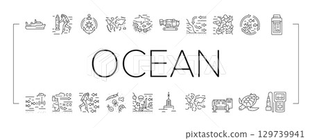 world ocean marine biodiversity icons set vector 129739941