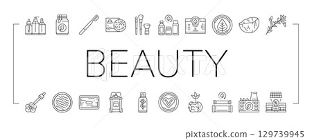 sustainable beauty eco friendly icons set vector sustainable beauty eco friendly icons set vector 129739945