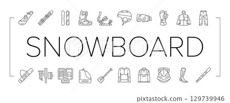 snowboard freestyle alpine icons set vector 129739946