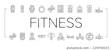 wearable fitness technology icons set vector 129740015