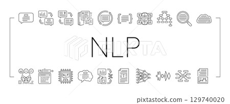 natural language processing nlp icons set vector 129740020
