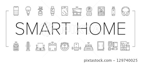 smart home wellness automation icons set vector 129740025
