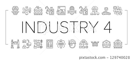 industry 4.0 automation robotics icons set vector 129740028
