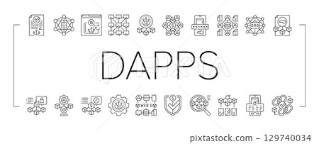 decentralized applications dapps icons set vector 129740034