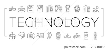 wearable technologies tracker icons set vector 129740035