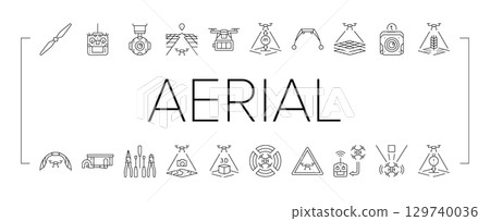unmanned aerial vehicle drone uav icons set vector unmanned aerial vehicle drone uav icons set vector 129740036
