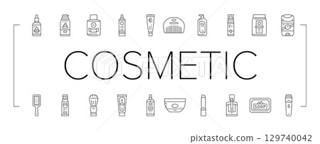 men cosmetic grooming skincare icons set vector 129740042