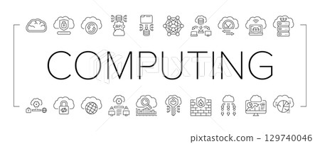 cloud computing virtualization icons set vector 129740046