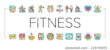 inclusive holistic fitness icons set vector 129740055