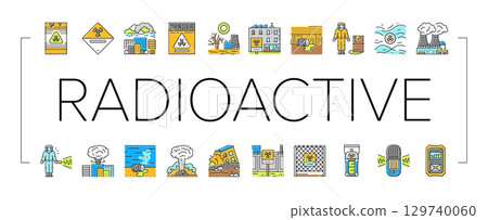 radioactive pollution icons set vector 129740060