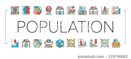 population growth icons set vector population growth icons set vector 129740062