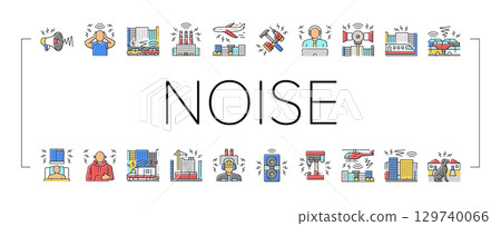 noise pollution icons set vector 129740066