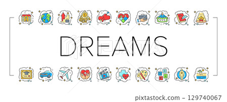 human dreams icons set vector 129740067