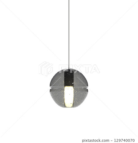 chandelier on the ceiling isolated on transparent background, hanging lamp, pendant light, 3D illustration, cg render 129740070