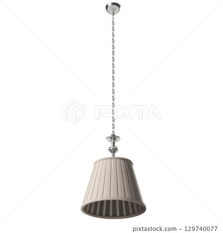 chandelier on the ceiling isolated on transparent background, hanging lamp, pendant light, 3D illustration, cg render 129740077
