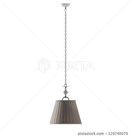 chandelier on the ceiling isolated on transparent background, hanging lamp, pendant light, 3D illustration, cg render 129740078