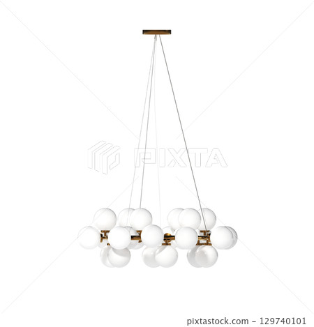 chandelier on the ceiling isolated on transparent background, hanging lamp, pendant light, 3D illustration, cg render chandelier on the ceiling isolated on transparent background, hanging lamp, pendant light, 3D illustration, cg render 129740101