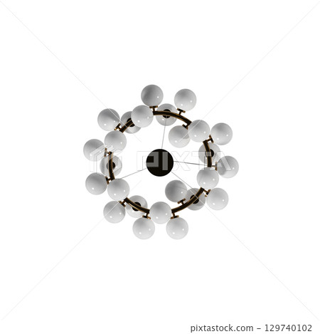 chandelier on the ceiling isolated on transparent background, hanging lamp, pendant light, 3D illustration, cg render 129740102