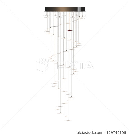 chandelier on the ceiling isolated on transparent background, hanging lamp, pendant light, 3D illustration, cg render chandelier on the ceiling isolated on transparent background, hanging lamp, pendant light, 3D illustration, cg render 129740106