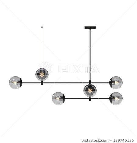 chandelier on the ceiling isolated on transparent background, hanging lamp, pendant light, 3D illustration, cg render chandelier on the ceiling isolated on transparent background, hanging lamp, pendant light, 3D illustration, cg render 129740136