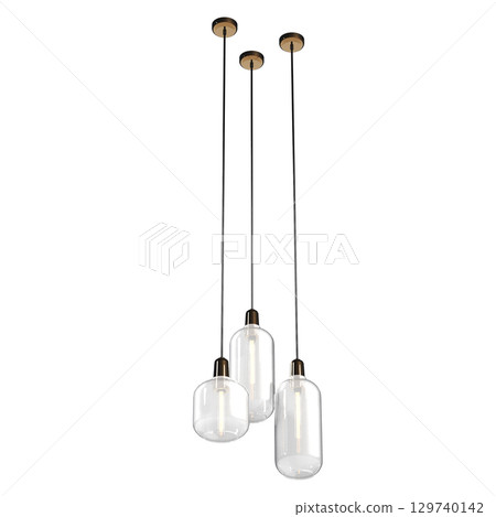 chandelier on the ceiling isolated on transparent background, hanging lamp, pendant light, 3D illustration, cg render chandelier on the ceiling isolated on transparent background, hanging lamp, pendant light, 3D illustration, cg render 129740142
