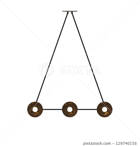 chandelier on the ceiling isolated on transparent background, hanging lamp, pendant light, 3D illustration, cg render 129740158