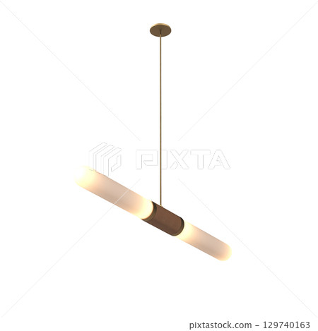 chandelier on the ceiling isolated on transparent background, hanging lamp, pendant light, 3D illustration, cg render 129740163