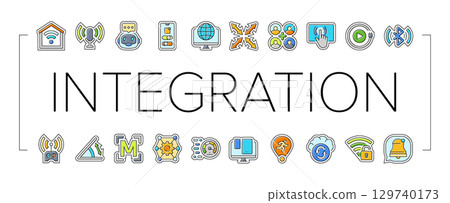 integration compatibility product icons set vector integration compatibility product icons set vector 129740173