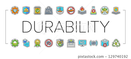 strength durability product icons set vector 129740192