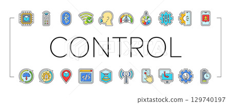 modern technology control product icons set vector modern technology control product icons set vector 129740197