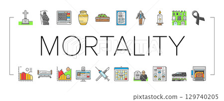 mortality death life aging icons set vector 129740205