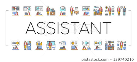 administrative assistant office icons set vector administrative assistant office icons set vector 129740210