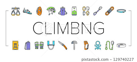 rock climbing bouldering icons set vector 129740227