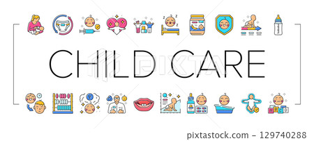 child care nurse pediatric icons set vector child care nurse pediatric icons set vector 129740288