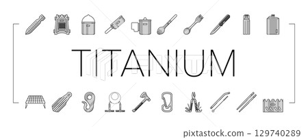 titanium lightweight accessories icons set vector 129740289