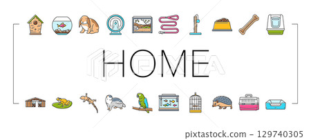 multi species home icons set vector multi species home icons set vector 129740305