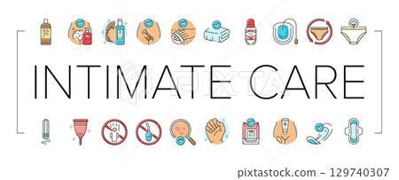 female intimate care hygiene icons set vector 129740307