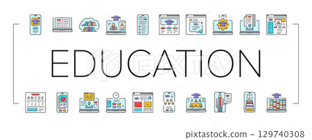 education platform edtech icons set vector education platform edtech icons set vector 129740308