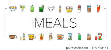 meals as drinks smoothie shake icons set vector meals as drinks smoothie shake icons set vector 129740341