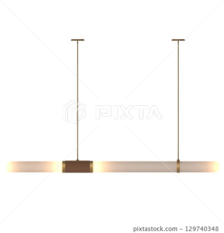 chandelier on the ceiling isolated on transparent background, hanging lamp, pendant light, 3D illustration, cg render 129740348