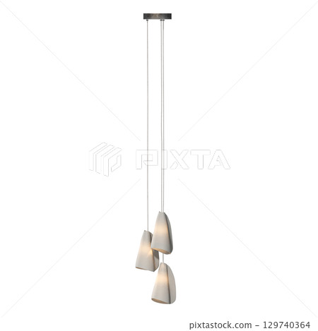 chandelier on the ceiling isolated on transparent background, hanging lamp, pendant light, 3D illustration, cg render 129740364